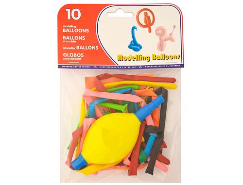 Baloes para modelar + insuflador bolsa de 10 unidades , Branca , 54705 , 8420698336304